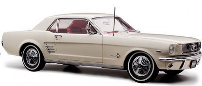 Ford Mustang Pony 1966 in Wimbledon White with Red Interior