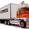 Freight Road Train Bull's NT Express, Cab Over Engine Kenworth Prime Mover, 2 trailers and Dolly
