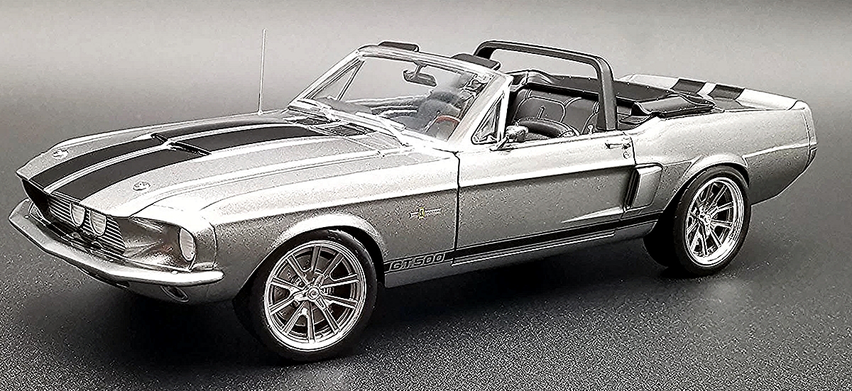 1967 Shelby GT500 Pro Touring Convertible - Gun Metal Grey with Black Racing Stripes