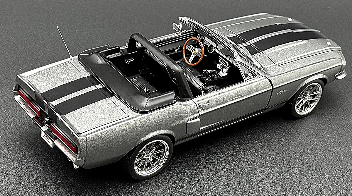 1967 Shelby GT500 Pro Touring Convertible - Gun Metal Grey with Black Racing Stripes - Image 2